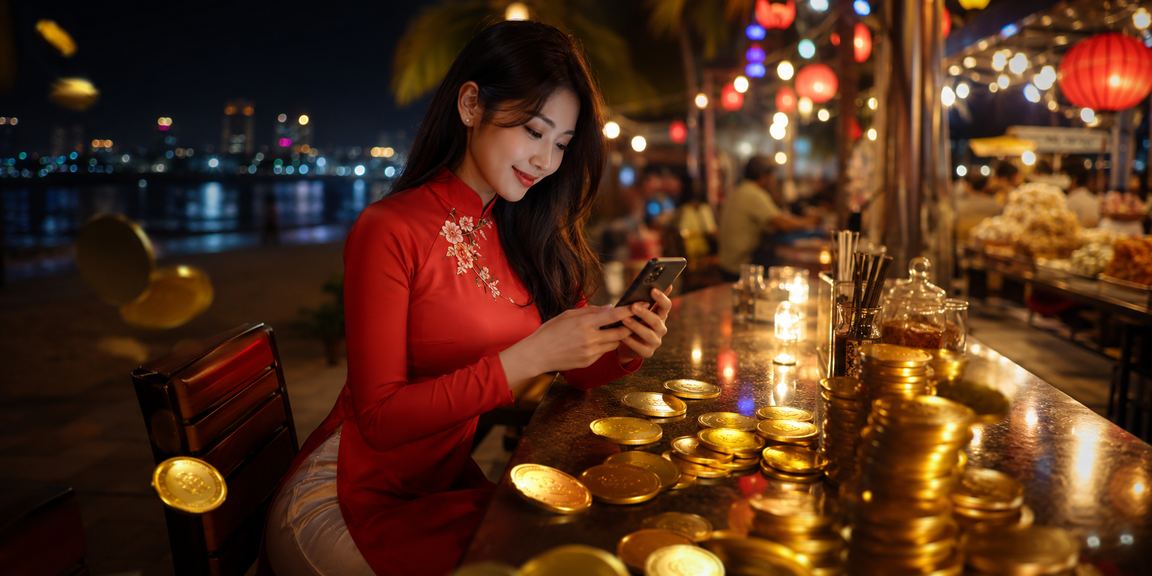 Trò chơi xổ số truyền thống trong áo dài truyền thống tại Mũi Né